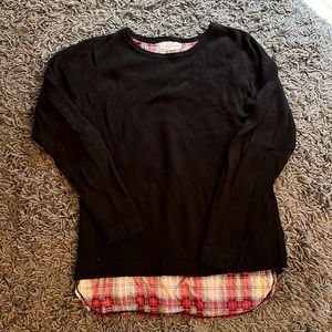 Black with flannel print zipper light sweater. Near perfect condition!